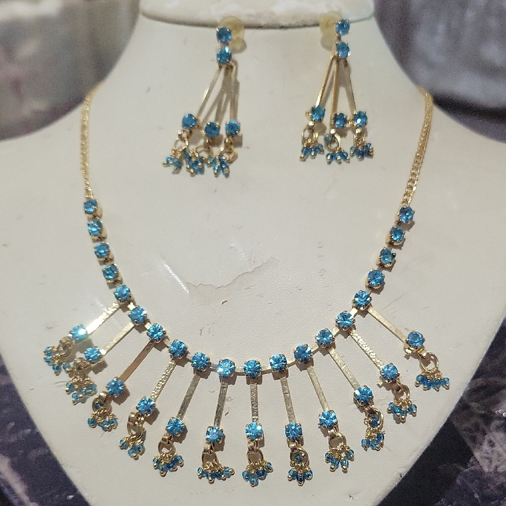 Vintage Gold and Blue Jewelry Set